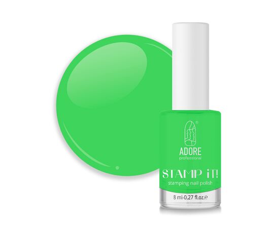 ADORE. Stamping nail polish, №16, Lime, 8 ml. Лак для стемпінгу, салатовий неон #1