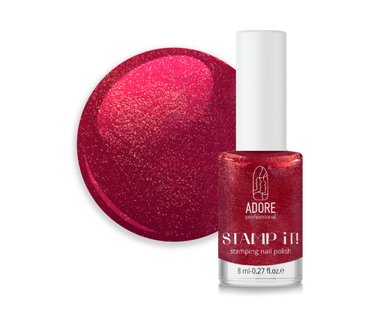 ADORE. Stamping nail polish, №11, Cherry, 8 ml. Лак для стемпінгу, перламутровий вишневий #1
