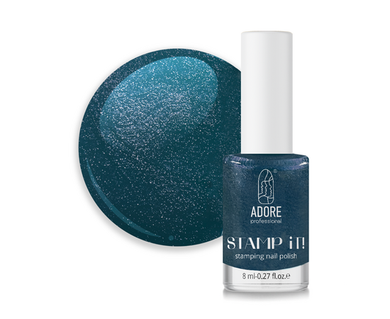 ADORE. Stamping nail polish, №12, Azure, 8 ml. Лак для стемпінгу, перламутровий блакитний #1