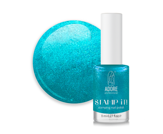 ADORE. Stamping nail polish, №13, Turquoise, 8 ml. Лак для стемпінгу, перламутровий бірюзовий #1