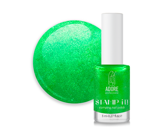 ADORE. Stamping nail polish, №14, Mint, 8 ml. Лак для стемпінгу, перамутровий м'ятний #1
