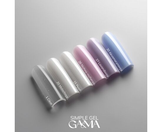 GA&MA. Simple builder gel #26 Pale Pink, 30 ml, гель без опилу, ніжно-рожевий #6