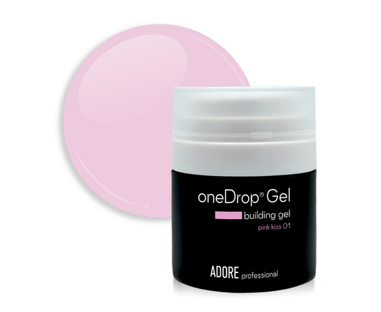 ADORE. One Drop Gel, 30 g, #01, Pink kiss. Гель для нарощування, прохолодний ніжно-рожевий #1