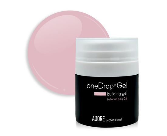 ADORE. One Drop Gel, 30 g, #02, Ballerina pink. Гель для нарощування, світло-рожевий #1
