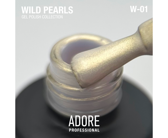 ADORE. Wild Pearls Gel Polish, #W-01, Gold pearl, 8 ml. Перламутровий гель-лак, теплий перламутр #2