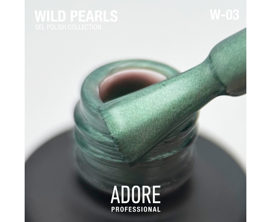 ADORE. Wild Pearls Gel Polish, #W-03, Green pearl, 8 ml. Перламутровий гель-лак, мятно-зеленый #2