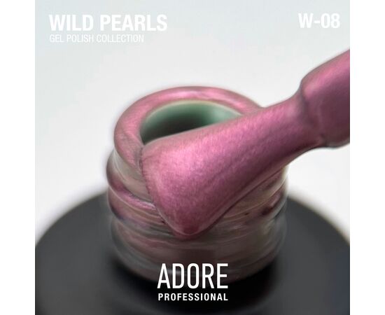 ADORE. Wild Pearls Gel Polish, #W-08, Ruby pearl, 8 ml. Перламутровий гель-лак, сірий рожевий #2
