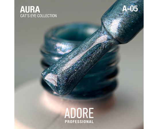 ADORE. Cat's Eye Gel Polish, #A-05, Siam, 8 ml. Гель-лак скляне "котяче око"-хамелеон, бірюзовий #2