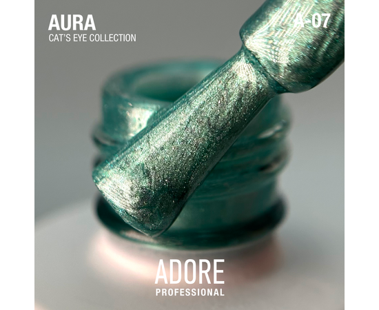 ADORE. Cat's Eye Gel Polish, #A-07, Siren, 8 ml. Гель-лак скляне "котяче око"-хамелеон, м'ятний #2