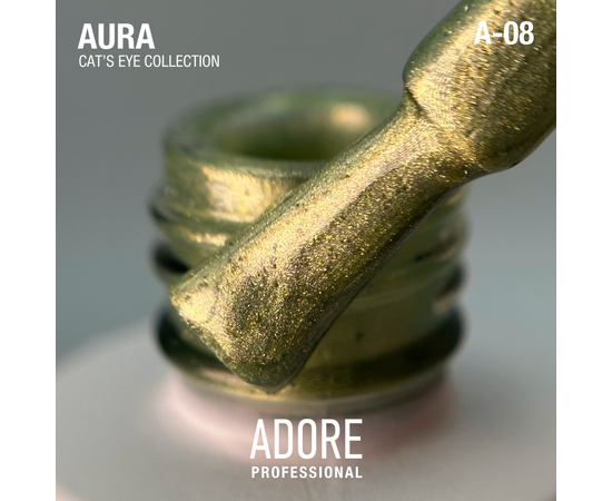 ADORE. Cat's Eye Gel Polish, #A-08, Toxic, 8 ml. Гель-лак скляне "котяче око"-хамелеон, трав'яний #2