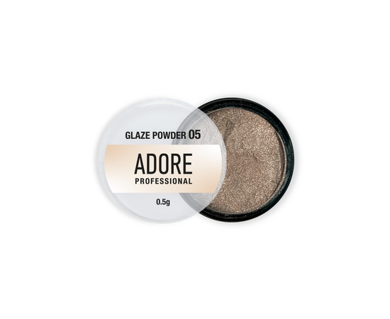 ADORE. Glaze Powder #05, 0.5 g. Дзеркальна втирка-глазур, тепла срібляста #1