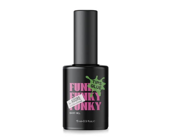 ADORE. Base "Funky Tips Glue", clear, 15 ml. База-клей для гелевих тіпс #1