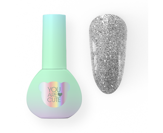 You Are Cute. Silvery Top Coat, 5 ml, світловідбиваючий топ #1
