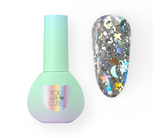 You Are Cute. Star Glow Top Coat, 5 ml, топ із зірочками та місяцями #1
