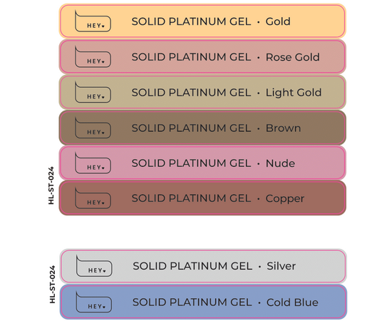 HEYLOVE. Набір наклейок для демонстраційних тіпс. Solid Platinum Gel #1