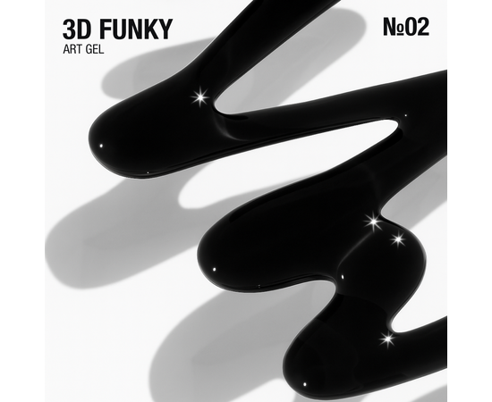 ADORE. 3D Funky Art Gel, №02, Black, 15 ml. Гель для об'ємних дизайнів, чорний #2