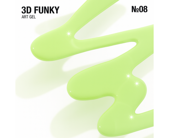 ADORE. 3D Funky Art Gel, №08, Salad, 15 ml. Гель для об'ємних дизайнів, салатовый #2