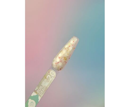You Are Cute. Builder Gel #20, 15 ml, гель для нарощування з білими квіточками та кольоровими частинками #3