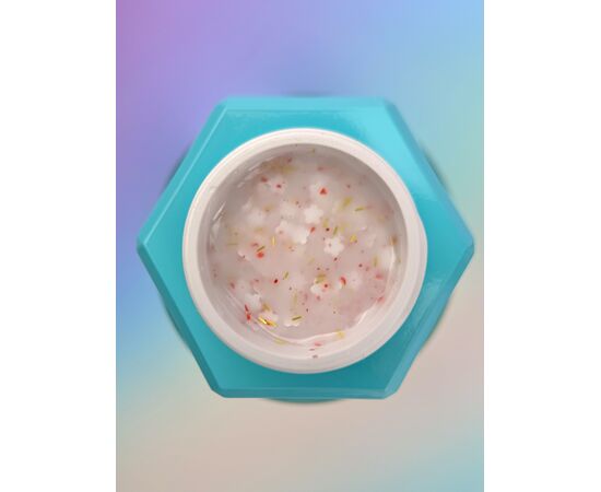 You Are Cute. Builder Gel #20, 15 ml, гель для нарощування з білими квіточками та кольоровими частинками #2
