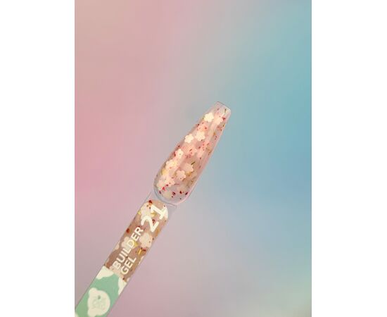 You Are Cute. Builder Gel #21, 15 ml, гель для нарощування з білими квіточками та кольоровими частинками #3