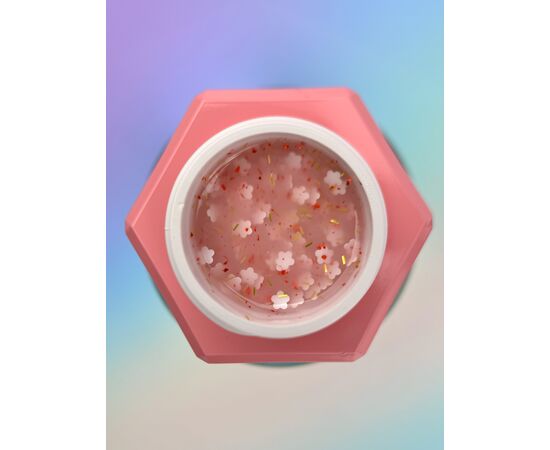 You Are Cute. Builder Gel #21, 15 ml, гель для нарощування з білими квіточками та кольоровими частинками #2