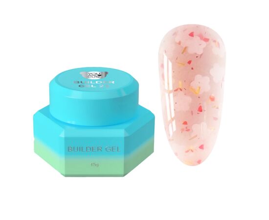 You Are Cute. Builder Gel #21, 15 ml, гель для нарощування з білими квіточками та кольоровими частинками #1