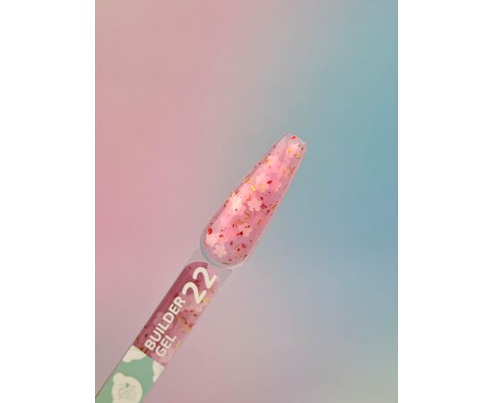 You Are Cute. Builder Gel #22, 15 ml, гель для нарощування з білими квіточками та кольоровими частинками #3
