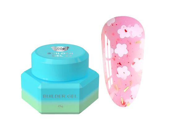 You Are Cute. Builder Gel #22, 15 ml, гель для нарощування з білими квіточками та кольоровими частинками #1