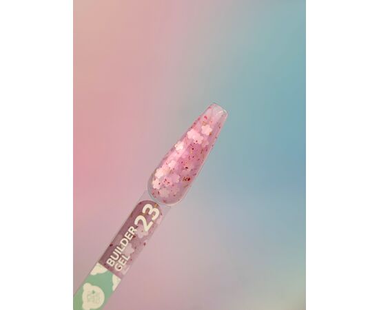 You Are Cute. Builder Gel #23, 15 ml, гель для нарощування з білими квіточками та кольоровими частинками #3