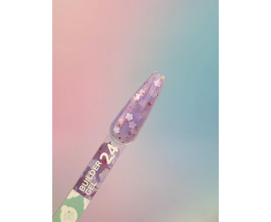 You Are Cute. Builder Gel #24, 15 ml, гель для нарощування з білими квіточками та кольоровими частинками #3