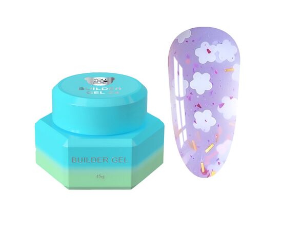 You Are Cute. Builder Gel #24, 15 ml, гель для нарощування з білими квіточками та кольоровими частинками #1