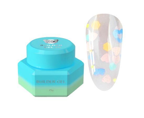 You Are Cute. Builder Gel #25, 15 ml, гель для нарощування з кольоровими сердечками #1