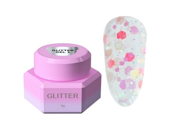 You Are Cute. Glitter Gel #01, 5 ml, Блискітки для нігтів #1