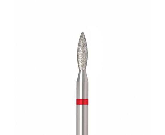 Ülka. Diamond nail bit, flame, red, Ø 2.1 mm / роб. частина 8 mm, Фреза алмазна "Полум'я" червона, гостра #1