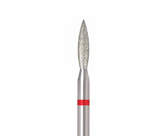 Ülka. Diamond nail bit, flame, red, Ø 2.3 mm / роб. частина 10 mm, Фреза алмазна "Полум'я" червона, гостра #1