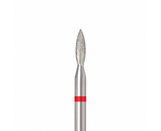 Ülka. Diamond nail bit, flame, red, Ø 2.3 mm / роб. частина 8 mm, Фреза алмазна "Полум'я" червона, гостра #1
