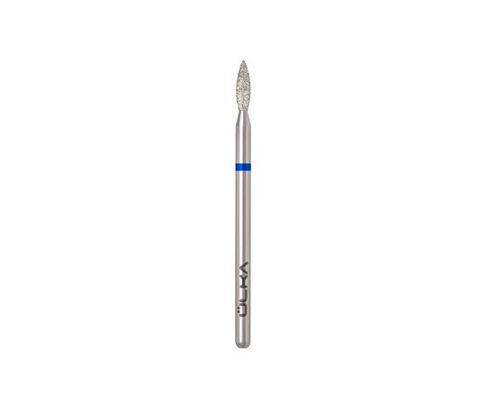 Ülka. Diamond nail bit, flame, blue, Ø 2.3 mm / роб. частина 8 mm, Фреза алмазна "Полум'я" синя, гостра #2