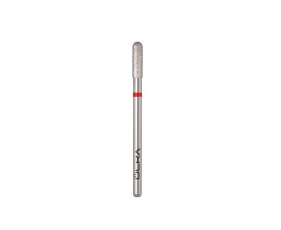 Ülka. Diamond nail bit, cylinder, red, Ø 3 mm / роб. частина 10 mm, Фреза алмазна "Циліндр" червона, заокруглена #2