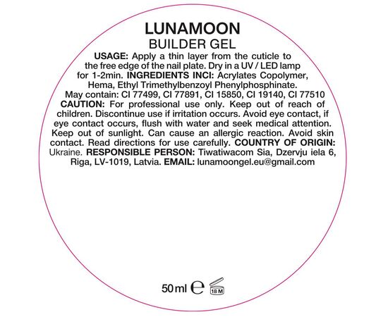 LUNAmoon. Premium Builder Gel #01 Clear, 50 ml, гель моделюючий, прозорий #3