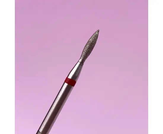 LUNAmoon. Diamond nail bit, flame, red, Фреза алмазна "Полум'я коротке", червона, Ø 1.8 mm #2