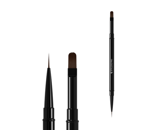 STALEKS. Manicure brush liner and Gel brush, Expert 10 mm та 11 mm. Пензлик-лайнер та для гелю двосторонній #1
