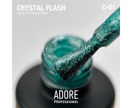 ADORE. Cat's Eye Gel Polish, #C-01, 8 ml. Світловідбиваючий гель-лак "котяче око", м'ятно-зелений #2
