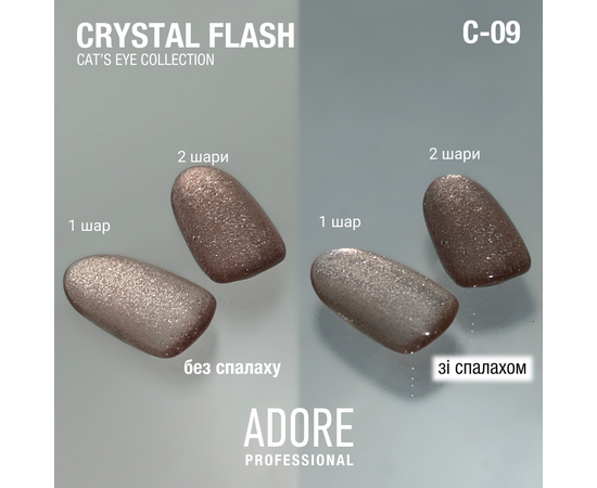ADORE. Cat's Eye Gel Polish, #C-09, 8 ml. Світловідбиваючий гель-лак "котяче око", каштановий #3