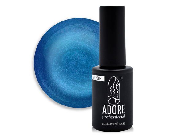 ADORE. Cat's Eye Gel Polish, #M-03, 8 ml. Гель-лак "котяче око" на вітражній основі, синій азурит #1