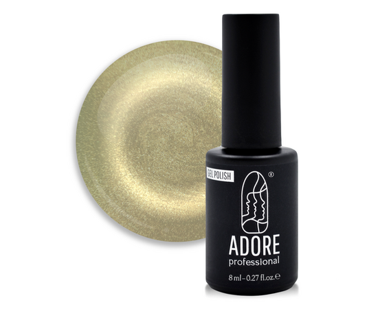 ADORE. Cat's Eye Gel Polish, #M-04, 8 ml. Гель-лак "котяче око" на вітражній основі, оливково-золотавий онікс #1