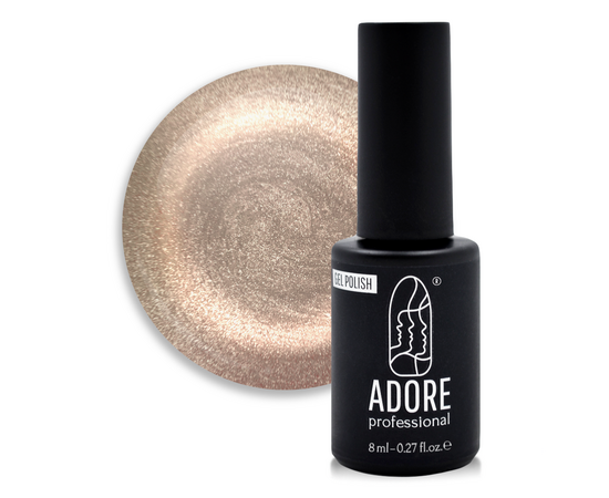 ADORE. Cat's Eye Gel Polish, #M-07, 8 ml. Гель-лак "котяче око" на вітражній основі, димчасто-бежевий агат #1