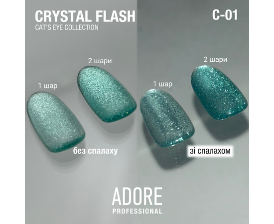 ADORE. Cat's Eye Gel Polish, #C-01, 8 ml. Світловідбиваючий гель-лак "котяче око", м'ятно-зелений #3