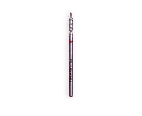 LUNAmoon. Diamond nail bit, flame, red, Фреза алмазна "Полум'я гостра", червона, Ø 2.1 mm, Торнадо #1