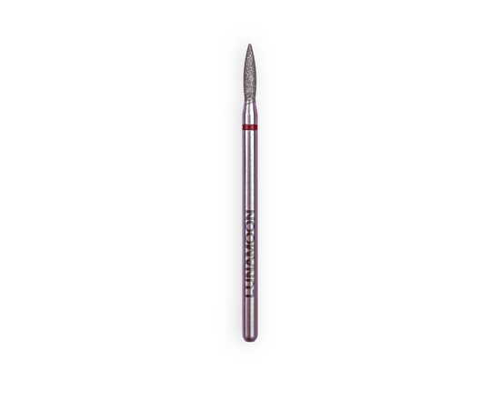 LUNAmoon. Diamond nail bit, flame, red, Фреза алмазна "Полум'я гостре", червона, Ø 1.8 mm #1