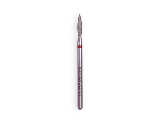 LUNAmoon. Diamond nail bit, flame, red, Фреза алмазна "Полум'я гостре", червона, Ø 2 mm #1